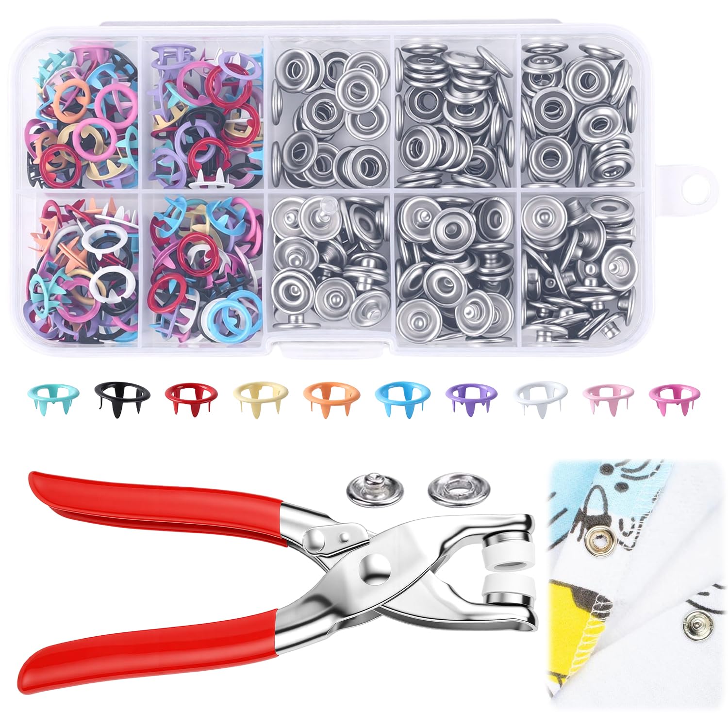 Snap Fastener Set - Naaiset met 100 metalen knopen, metalen