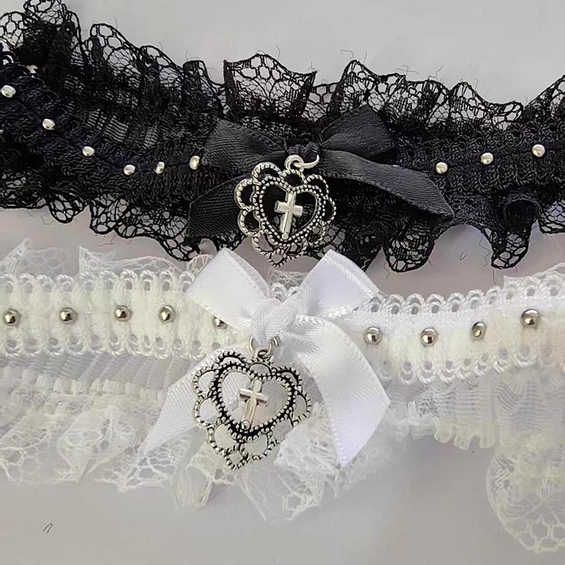 Magnetic Clasp Cosplay - Goth zwarte kanten choker met strik