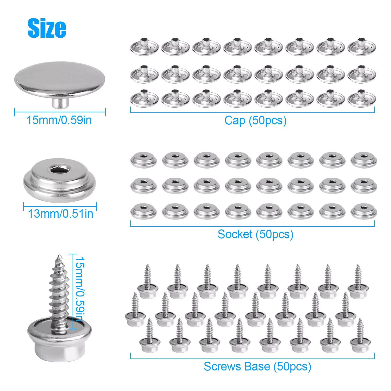 50 Set Roestvrijstalen Boot Ma - Snap Fastener Set recensie en prijs